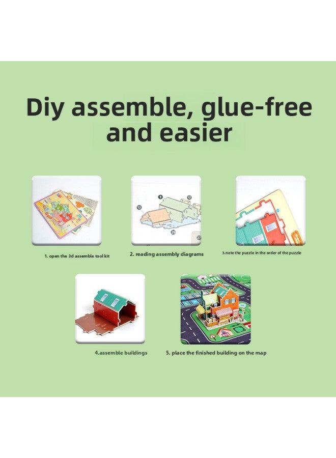 لعبة تجميع خريطة مشهد المدينة ثلاثية الأبعاد للأطفال محاكاة بناء لغز ثلاثي الأبعاد بنفسك - اللون: لغز مشهد المدينة ثلاثي الأبعاد (تغليف باللغة الإنجليزية) - Image 5