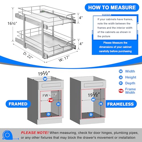WelFurGeer 2-Tier Kitchen Cabinet Pullout Shelf and Drawer Organizer, Soft Close Pantry Pull Out Shelves, Heavy Duty Pull Out Cabinet Organizer with Shelf Liner for Kitchen Cabinets, Pantry Storage - Image 5