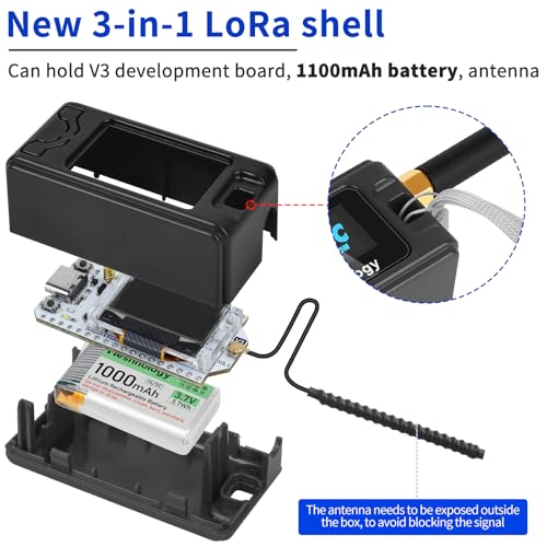 Meshnology 2 Pack Case for ESP32 LoRa V3 Module Board Device Antenna OLED Protection Case with Type C and Copper Tube Antenna Interface (N30 Version,Black) - Image 3