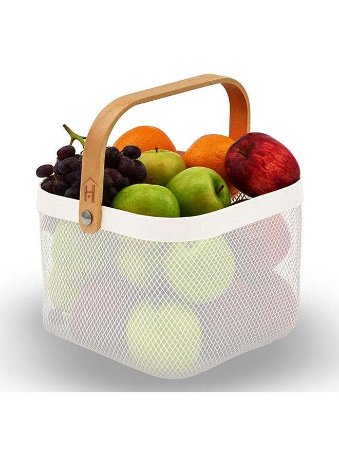 Homepro Plastic Mesh Basket With Bamboo Handle Multi-Functional Kitchen Baskets Storage Organizer Basket For Fruits & Vegetables Versatile And Stylish Mesh Fruit Basket For Organized Living (White) - pzsku/Z5A2386DD815274C53175Z/45/_/1711452544/07f18efd-8744-42c5-be2d-eeb7cee17e09