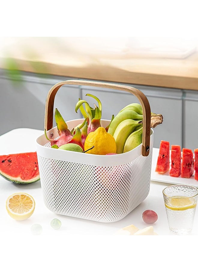 Homepro Plastic Mesh Basket With Bamboo Handle Multi-Functional Kitchen Baskets Storage Organizer Basket For Fruits & Vegetables Versatile And Stylish Mesh Fruit Basket For Organized Living (White) - pzsku/Z5A2386DD815274C53175Z/45/_/1711452547/62eaa892-0719-4612-9571-dbbd260f863a