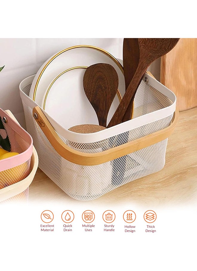 Homepro Plastic Mesh Basket With Bamboo Handle Multi-Functional Kitchen Baskets Storage Organizer Basket For Fruits & Vegetables Versatile And Stylish Mesh Fruit Basket For Organized Living (White) - pzsku/Z5A2386DD815274C53175Z/45/_/1711452548/00dc5be1-c1f8-418d-b9e3-29e12efffe51