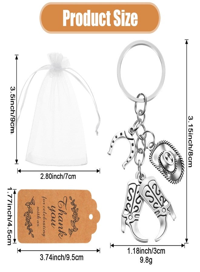Limbeuuu 90Pcs Western Cowboy Party Favors, Hat Boot Horseshoe Themed Keychain, Organza Bag, Thank You Card, Western Gifts for Both Cowboys and Cowgirls - Image 2