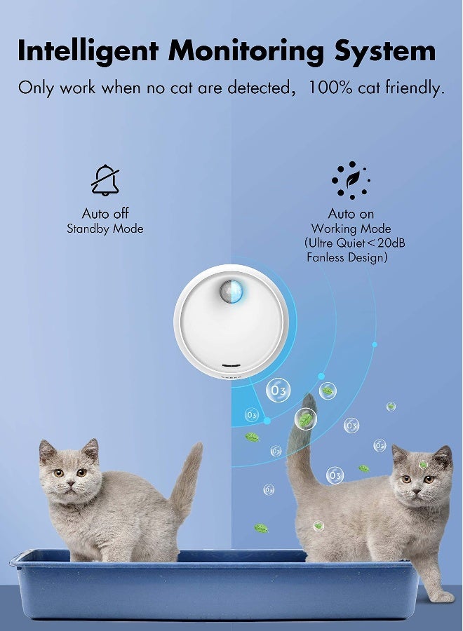 Smart Pet Smell Deodorizer, Litter Box Odor Eliminator, Auto On/Off, Rechargeable Dust-Free Litter Genie for Cat Litter Box, Bathroom Wardrobe and Small Area - Image 4
