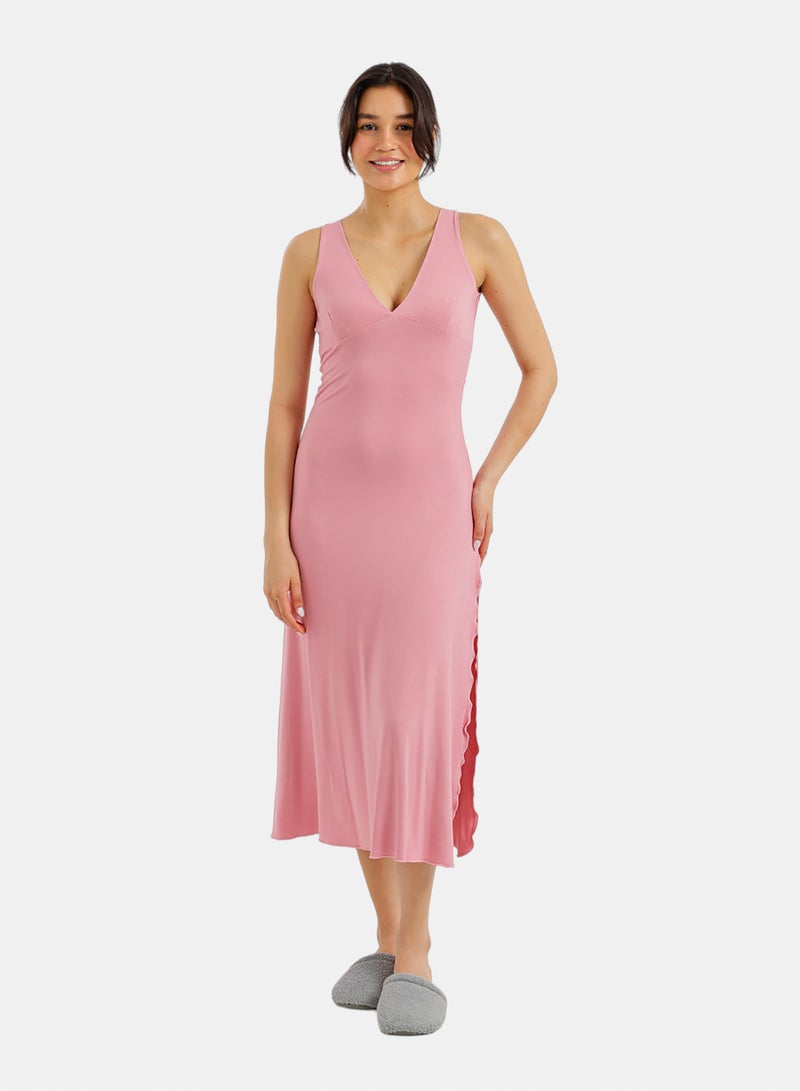 Carina Side-Slit Midi Nightgown - Image 1