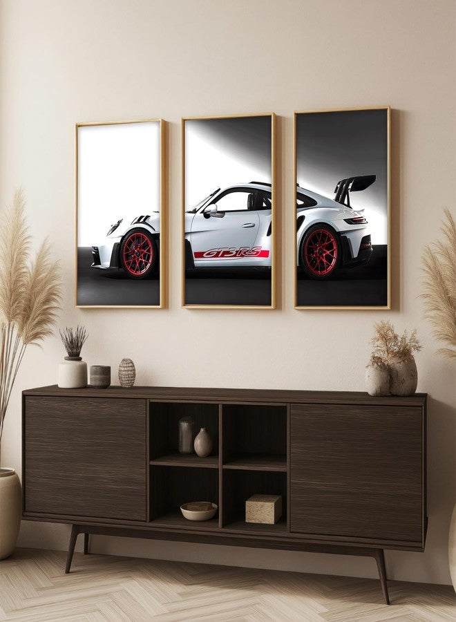ARTELLY Premium Porsche 911 GT3RS Car Wall Art Painting Set, 3 Big Framed Posters, Multicolor, 13x19 inch Each, Synthetic Wood Frame, Modern Style, Living Room Bedroom Office Decor Large Size Frames - Image 3