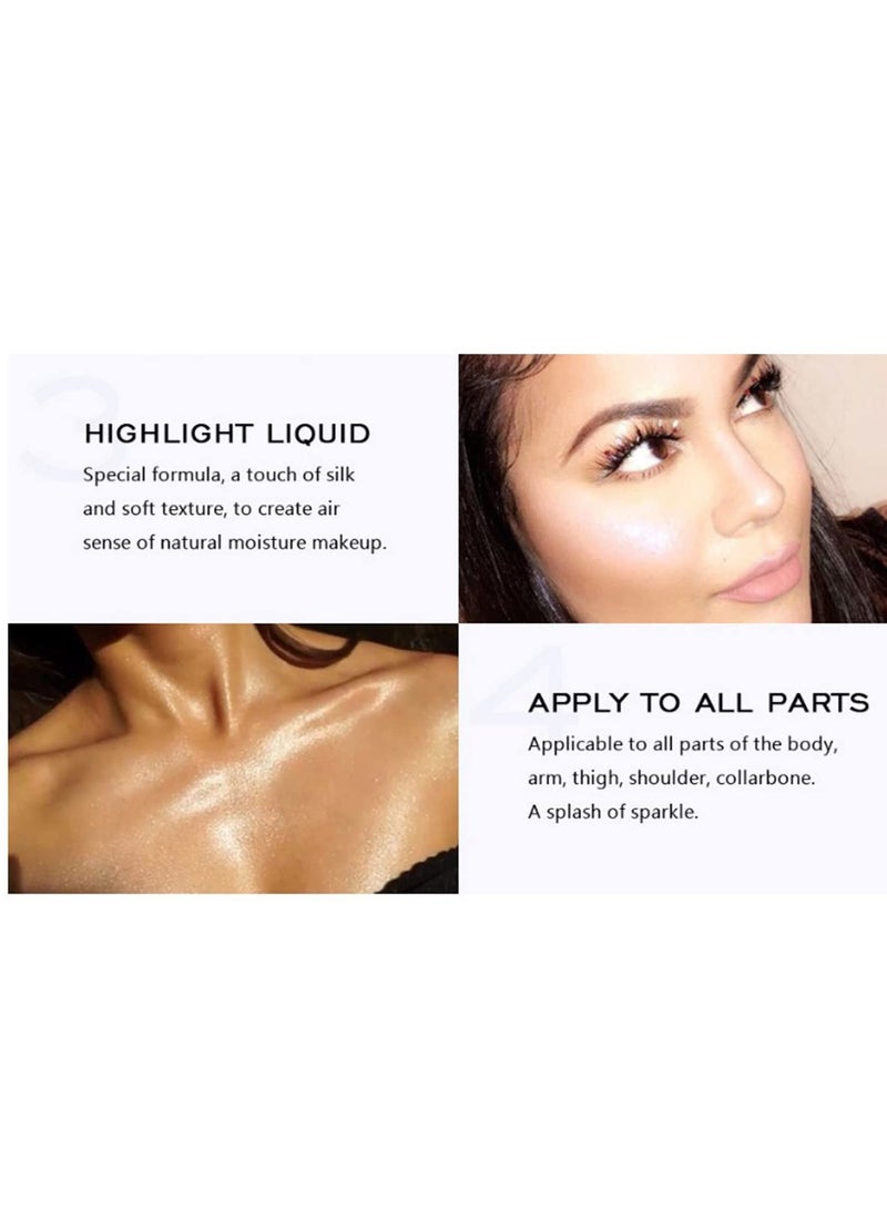 3 Pack Liquid Highlighter Makeup Set Shimmer And Shine Ultra-Smooth Kit For Face Cheekbone Body Glow Bronzer Glitter Highlighters Makeups - Image 3