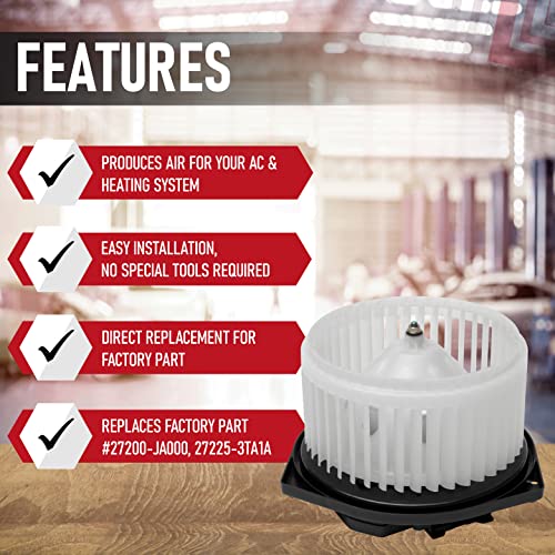 AA Ignition محرك مروحة بديل - متوافق مع سيارات نيسان وإنفينيتي - ألتيما، ماكسيما، 350Z، مورانو، G35، FX35، E35، G37 - يحل محل الجزء 27200-JA000، 27225-3TA1A، 700193، PM9316، 27225-JK60B، 75850 - Image 2