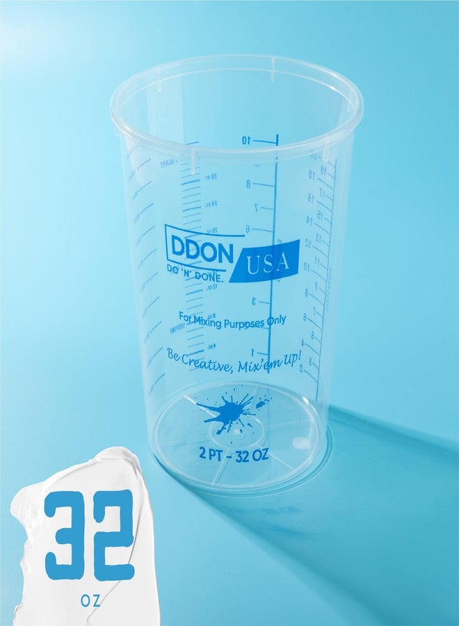 DDON USA أكواب خلط الطلاء سعة 32 أونصة، عبوة من 10 حاويات قياس للاستخدام مرة واحدة، لوازم طلاء راتنج الإيبوكسي، علامات نسب متدرجة، ملحقات مزج السوائل الفنية والحرفية - Image 5