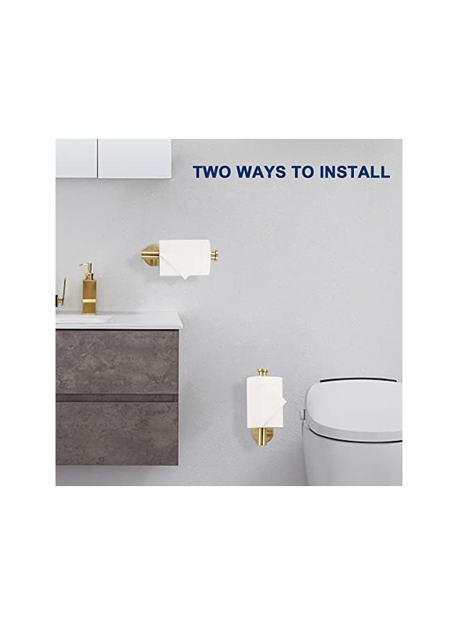 S-TOP Toilet Paper Holder Self Adhesive, Premium Thicken SUS304 Stainless Steel Rustproof Adhesive Toilet Roll Holder no Drilling for Bathroom, Kitchen, Washroom (1 Pack, Brushed Gold) - Image 3
