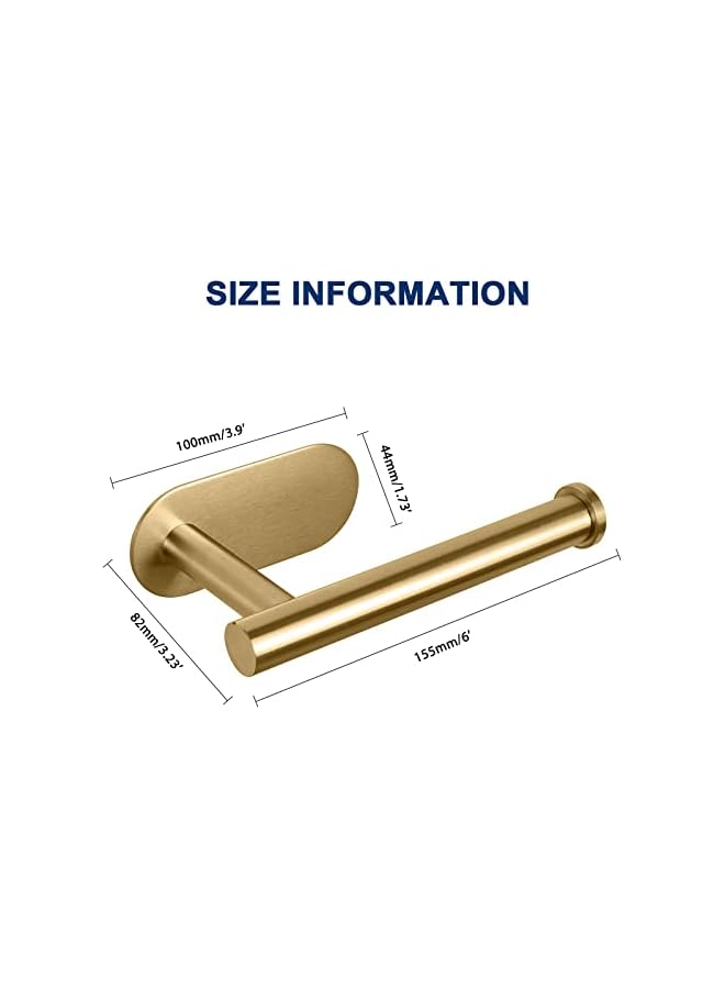 S-TOP Toilet Paper Holder Self Adhesive, Premium Thicken SUS304 Stainless Steel Rustproof Adhesive Toilet Roll Holder no Drilling for Bathroom, Kitchen, Washroom (1 Pack, Brushed Gold) - Image 2