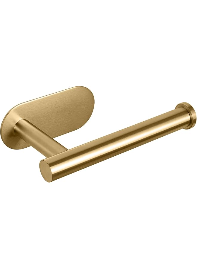 S-TOP Toilet Paper Holder Self Adhesive, Premium Thicken SUS304 Stainless Steel Rustproof Adhesive Toilet Roll Holder no Drilling for Bathroom, Kitchen, Washroom (1 Pack, Brushed Gold) - Image 1