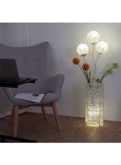 WISFOR Floor Lamp Rattan Floor Light for Living Room Led with 3-Color Dimmable Intensity Vase-Shaped Design and Hand-Woven Ball Limbs Flowers CE Certified 109cm Bulbs Included  - Image 2