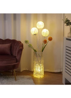 WISFOR Floor Lamp Rattan Floor Light for Living Room Led with 3-Color Dimmable Intensity Vase-Shaped Design and Hand-Woven Ball Limbs Flowers CE Certified 109cm Bulbs Included  - Image 1