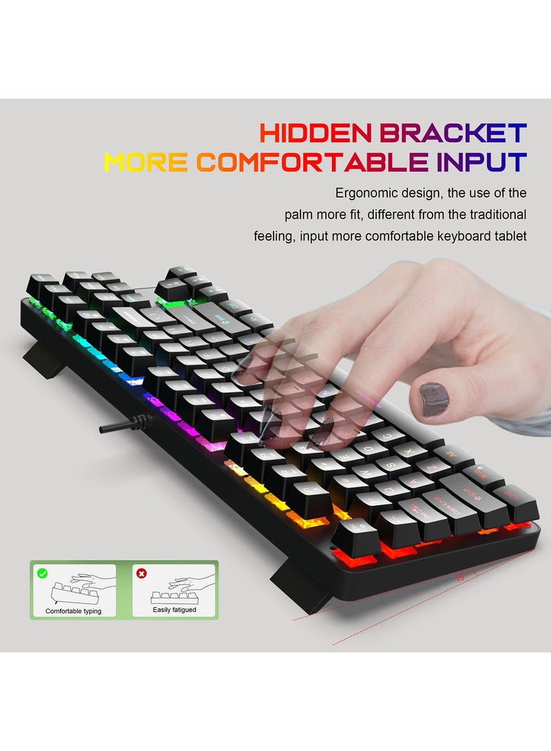 أورافلي لوحة مفاتيح ميكانيكية للألعاب، لوحة مفاتيح سلكية محمولة مكونة من 87 مفتاحًا مع مفاتيح زرقاء، و16 وضع إضاءة مختلطة الألوان، وإضاءة خلفية RGB، ومقاومة للماء والرذاذ، ودوران كامل للمفاتيح N، ومناسبة للاعبي الكمبيوتر الشخصي/PS4/Xbox ومستخدمي Mac، باللون الأسود. - Image 5