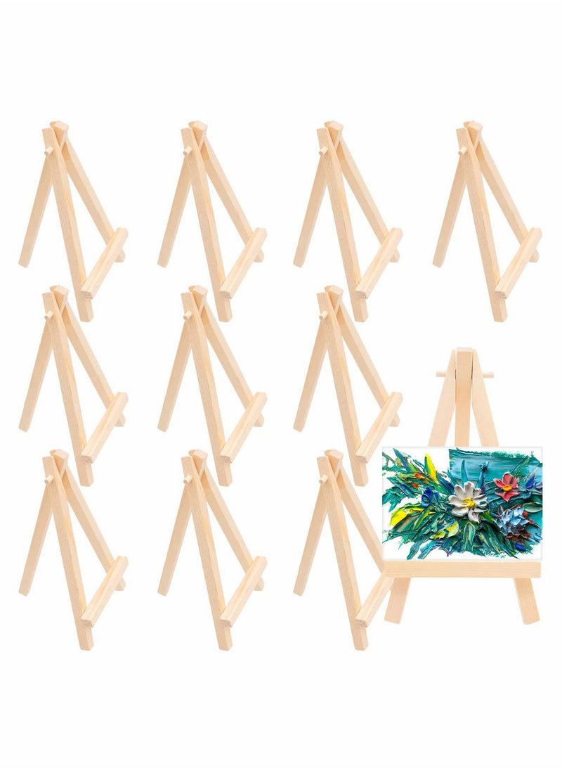 بيوينتي Compact Set of 10 Mini Wooden Easels for Photos Art and Advertisements Stylish Tripod Display for Any Desk  - Image 1
