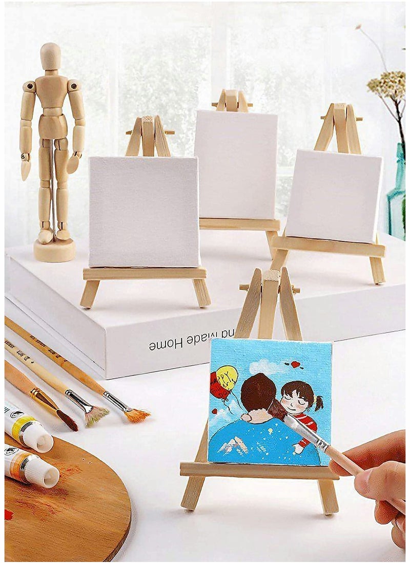 بيوينتي Compact Set of 10 Mini Wooden Easels for Photos Art and Advertisements Stylish Tripod Display for Any Desk  - Image 3
