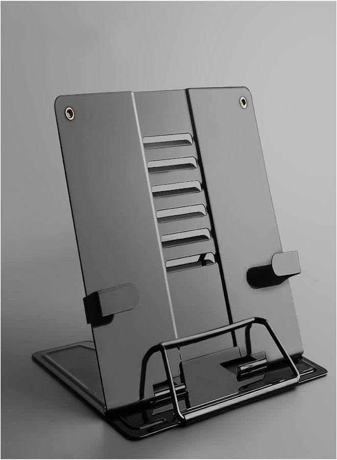 Zomify Mini Metal Book Stand - Lightweight Portable Reading Holder for Cookbooks, Textbooks, Recipes, Documents, Tablets, and Music - Adjustable and Lightweight - Image 1