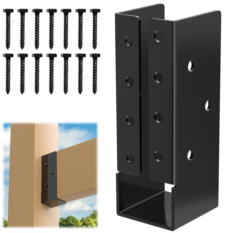 Fmhotu Concealed Joist Hanger (16 Pack),2""X6"" Outdoor Concealed-Flange Joist Bracket With Screws, Q235B Steel Powder Coated Concealed Mount Light Joist Hangers For 2""X4"" Beam, Swing, Handrail, Fence - Image 1