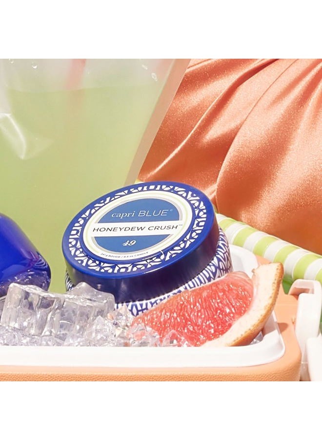 Capri Blue Honeydew Crush cented Candle - Signature Printed Travel Tin Jar Candle - Luxury Aromatherapy Candle with a Soy Wax Blend - Blue Candle (8.5 oz) - Image 2