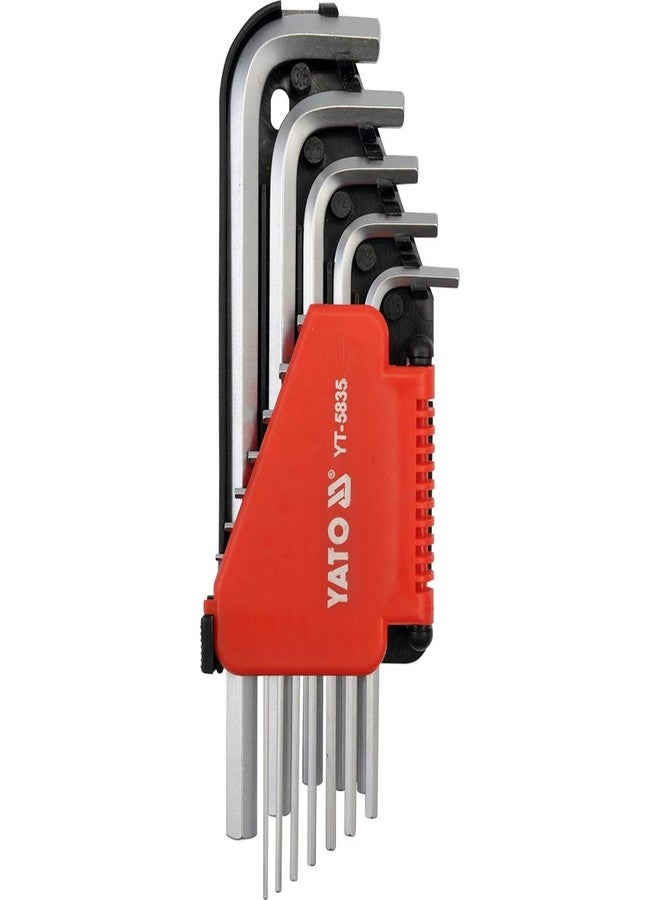 Yato YT-5835 Hex Key Set- 12Pcs|Professional Hex Key Set|Hex Key Wrench Set|Tool Set|Industrial Tools|Power Tools|Torx Wrenches|S2 Steel|Plastic Handle|Tamper Proof|Long Hex|Mechanical|Car, Multicolour - Image 1