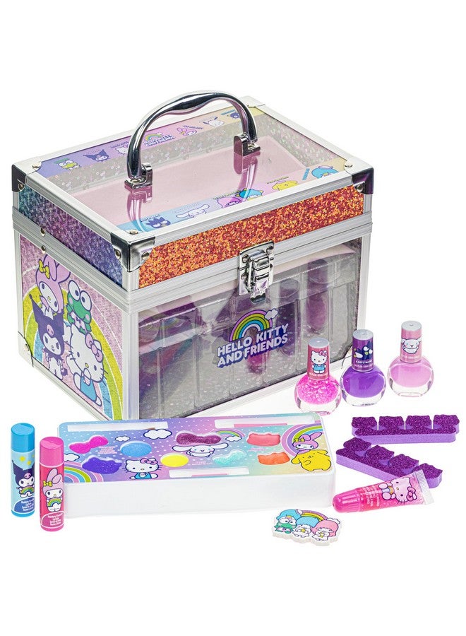 TOWNLEY GIRL Hello Kitty & Friends Townley Girl Train Case Makeup Set For Kids Includes Lip Gloss Eye Shimmer Nail Polish Brushes And More! Perfect For Parties Sleepovers And Makeovers. Nontoxic Ages 3+ - Image 1