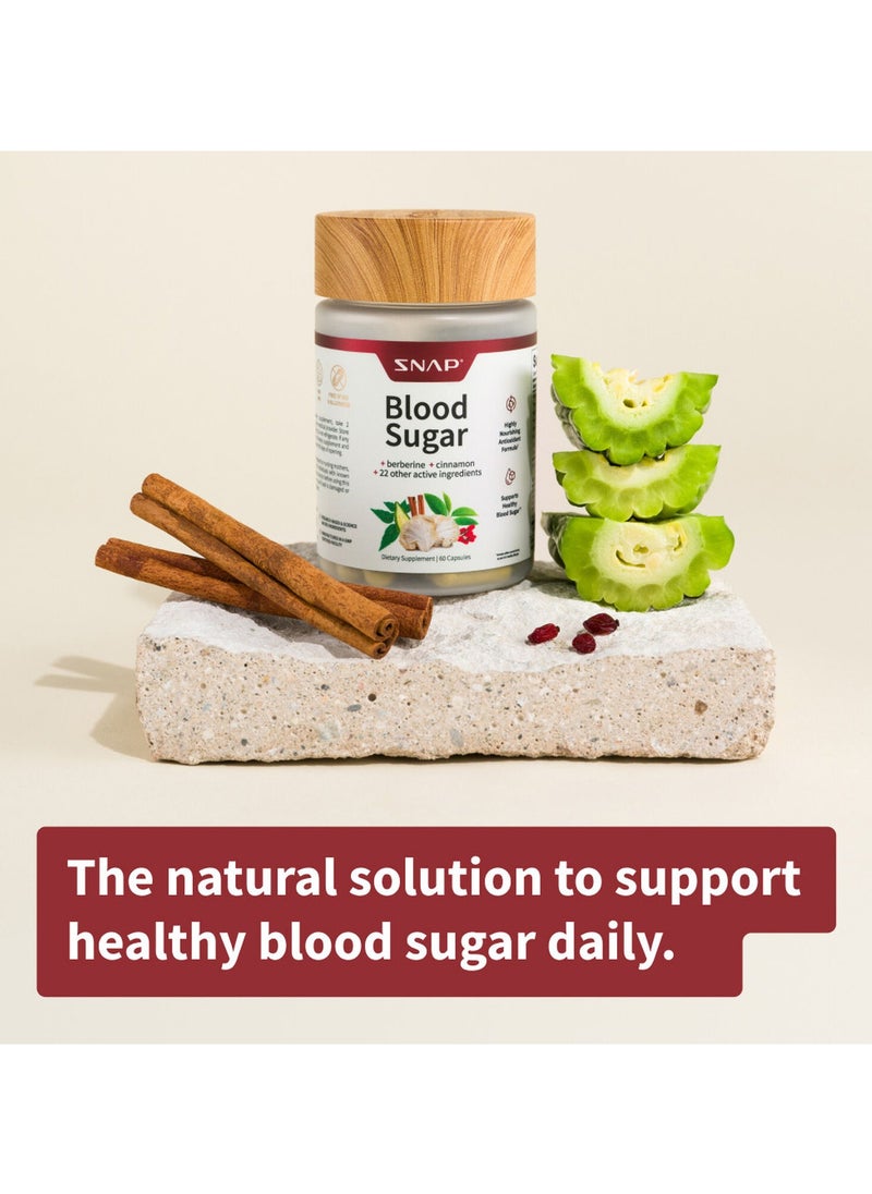 SNAP SUPPLEMENTS - Blood Sugar Berberine, Cinamon and 22 Active Ingredients, Dietary Supplement - 60 Capsules - Image 1