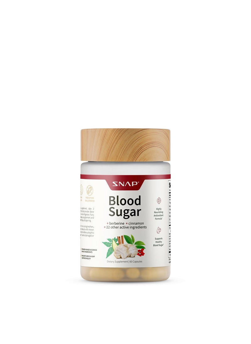 SNAP SUPPLEMENTS - Blood Sugar Berberine, Cinamon and 22 Active Ingredients, Dietary Supplement - 60 Capsules - Image 1