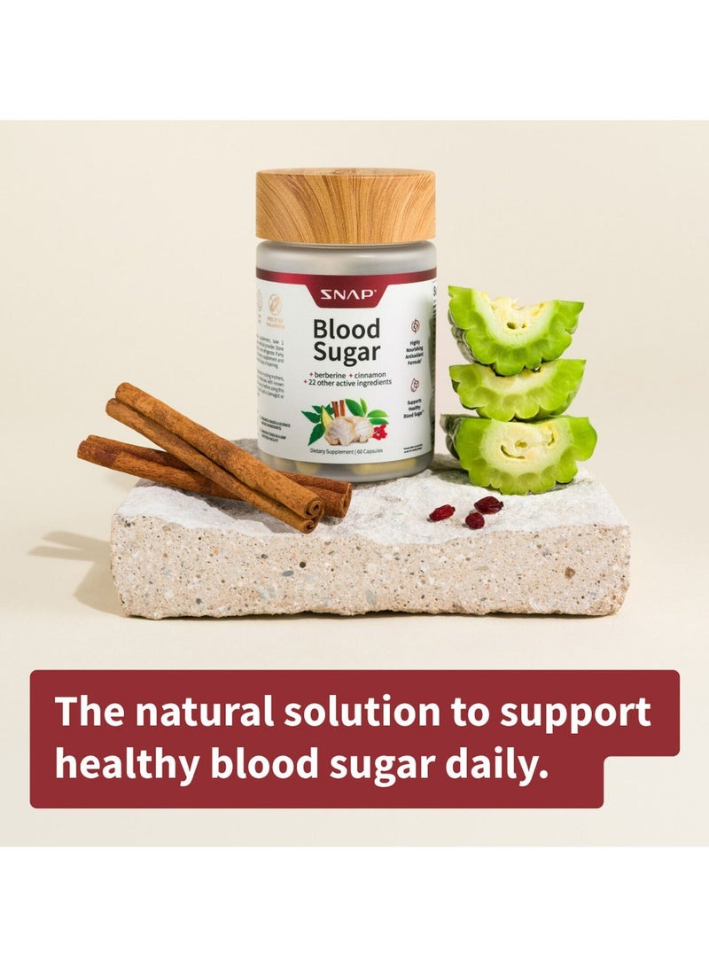 SNAP SUPPLEMENTS مزيج سكر الدم مع البربرين والقرفة و22 مكونًا نشطًا، مكمل غذائي - 60 كبسولة - Image 3