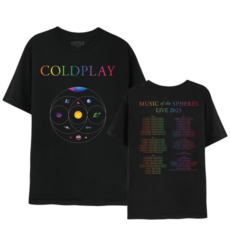 Cross-border New Coldplay Band World Tour T-shirt coldplay Same Style Y2K European and American Mens and Womens Street Tide Top dark gray Wash Water Tee - Image 3