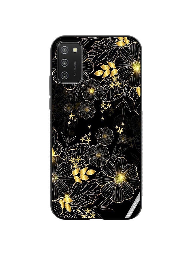 VR CREATIVE Protective Case Cover For Samsung Galaxy A03s Goldan Flower Design Multicolour - Image 1