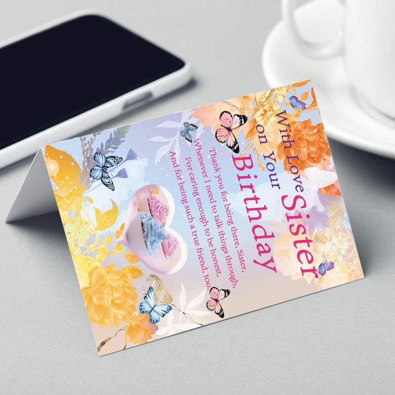 FANCYLUCKY Happy Birthday Card for Sister, Sister Birthday Card Gifts from Brother, Gifts Ideas for Women Her - Image 4