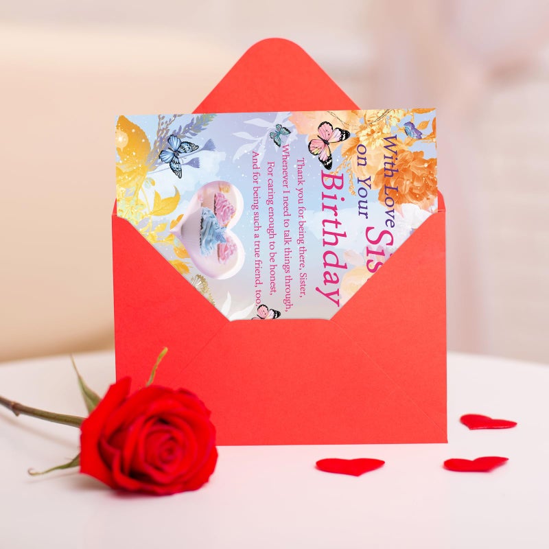 FANCYLUCKY Happy Birthday Card for Sister, Sister Birthday Card Gifts from Brother, Gifts Ideas for Women Her - Image 5