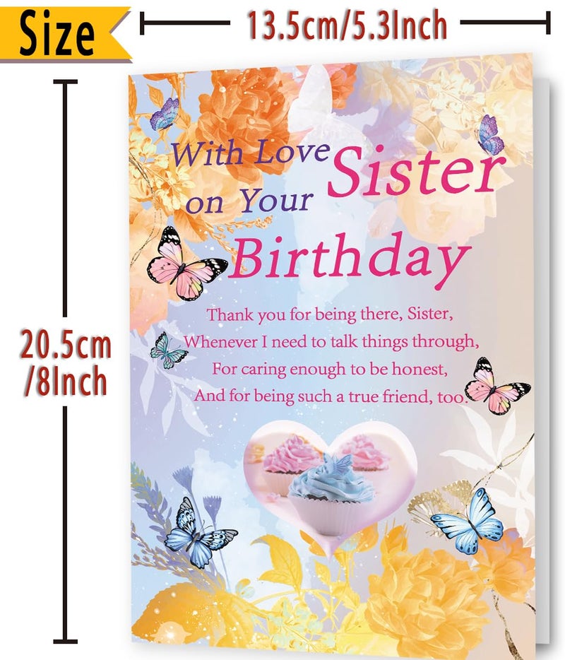 FANCYLUCKY Happy Birthday Card for Sister, Sister Birthday Card Gifts from Brother, Gifts Ideas for Women Her - Image 3