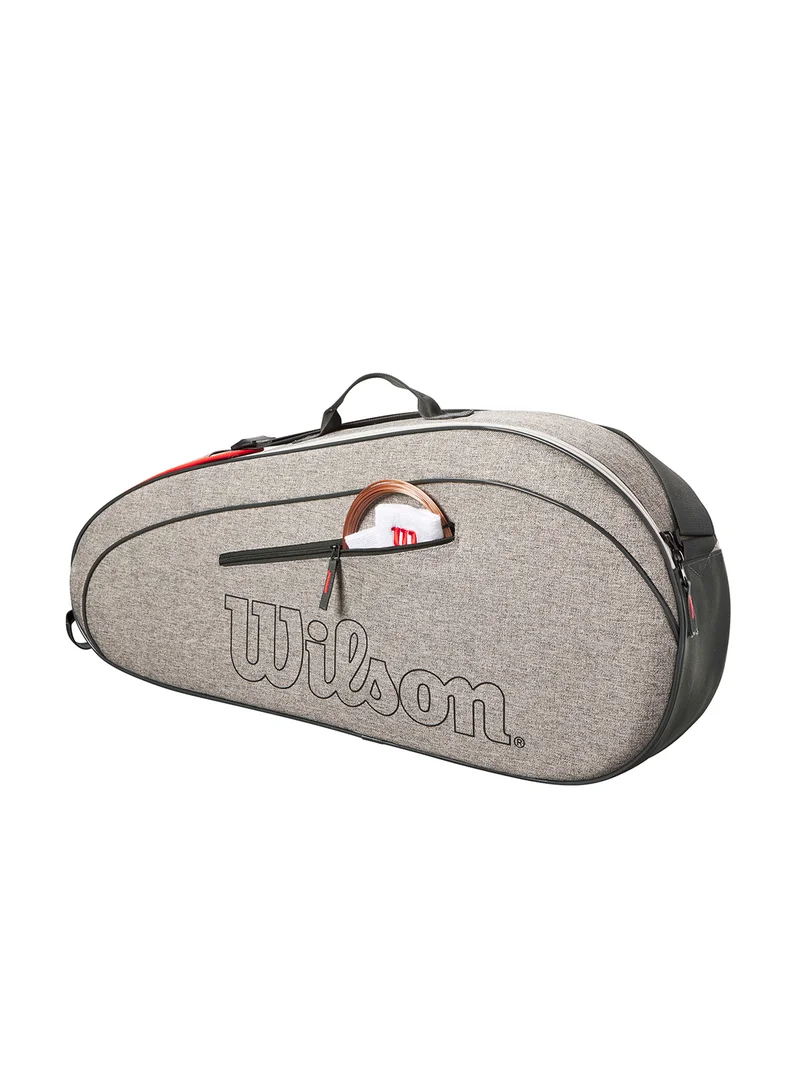 Wilson Team Tennis Bag, Adults, Grey, Holds up to 3 Rackets