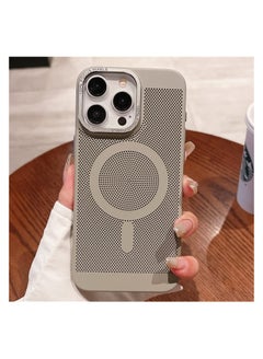 Heat Releasing Hollow Phone Case Compatible with Apple Iphone 15 pro max Cooling Cover [Support Wireless Charging]   - Titanium