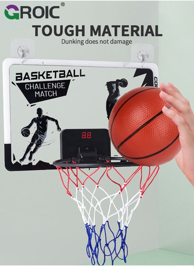 GROIC Mini Basketball Hoop with LED Light Electronic Scoreboard, 15.7" X 10.2" - Small Basketball Hoop with 1 Ball, Door/Wall Mounted Basketball Hoops Indoor Outdoor for Kids - Black  - Image 5