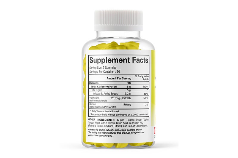 BIOBOLICS  CALCIUM PLUS VITAMIN D3 LEMON 60 VEG GUMMIES - Image 2