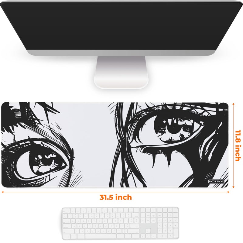 DOTTICO XL Anime Eyes Mouse Pad â€“ Large Manga Girl Desk Mat 31.5x11.8 â€“ Non-Slip, Water-Resistant, Stitched Edges â€“ Aesthetic Japanese Gaming Mat - Image 4