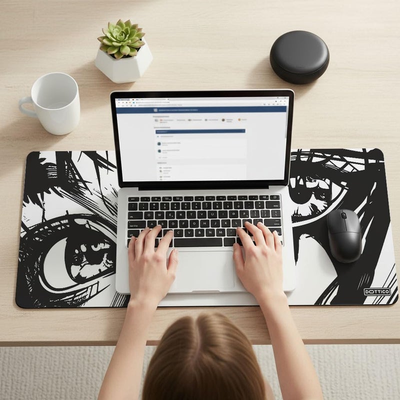 DOTTICO XL Anime Eyes Mouse Pad â€“ Large Manga Girl Desk Mat 31.5x11.8 â€“ Non-Slip, Water-Resistant, Stitched Edges â€“ Aesthetic Japanese Gaming Mat - Image 3