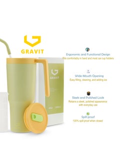 Gravit 1200ml Insulated Tumbler with FlowState Lid and Straw - Portable Quencher Travel Water Bottle with Fruit Infuser - Ideal for Cold Water, Iced Tea, Coffee, Smoothies for Gym (Beige)  - Image 5