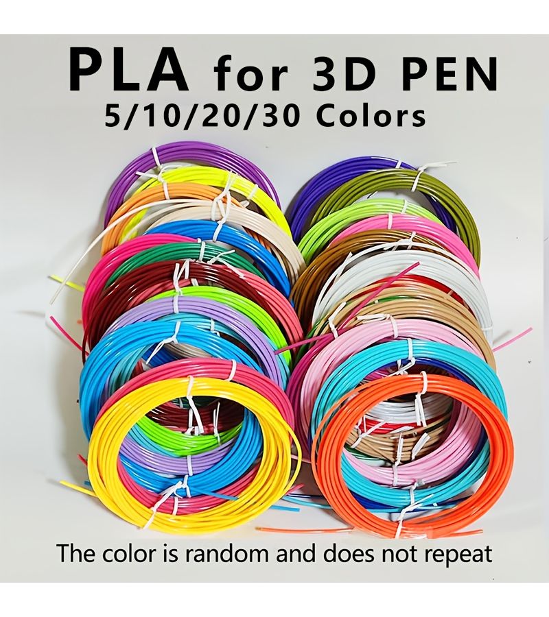 إكسسوارات قلم الطباعة ثلاثية الأبعاد PLA 5 10 20 30 لونًا غير متكرر لامع 5905.51 بوصة للرسم والنمذجة والرسم الإبداعي - Image 1