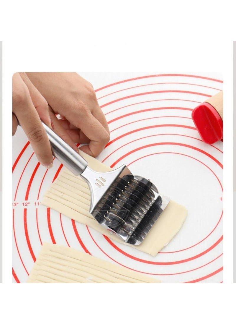 Stainless Steel Pasta Maker - Manual Dough Roller,Noodle Lattice Cutter for Fresh Pasta, Spaghetti, Pizza Dough