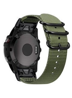 Fintie Band Compatible with Garmin Fenix 5X/5X Plus, Fenix 6X/6X Pro, Fenix 7X, Fenix 3/3 HR, Descent MK1/D2 Delta PX/D2 Charlie, 26mm Quickfit Soft Nylon Sport Strap (Olive)  - Image 1