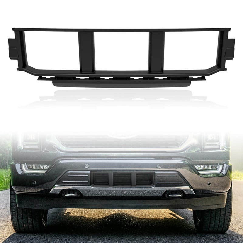 POKIAUTO Front Bumper Grille for 2021 Ford F150 Front Lower Center Bumper Cover Bumper Grille Trim Panel Insert for Ford F150 2021 2022 2023 Accessories Replacement ML3Z17B968BB ML3Z17B968BA