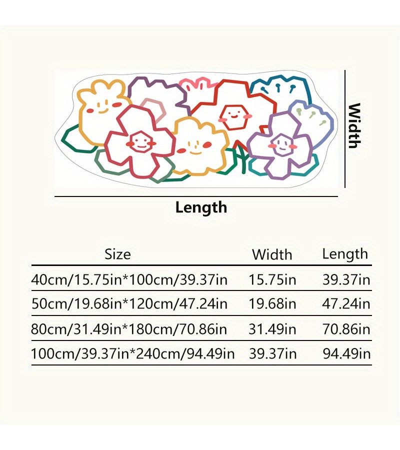 Velvet 1000G 8mm Colorful Irregular Flower Plush Non Slip Soundproof Carpet 19.69 47.24 Inch For Home Bedroom Bedside Living Room Balcony Decorative Rug - Image 3