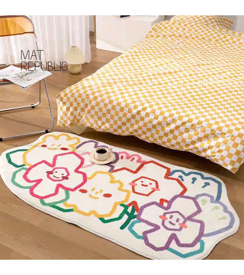 Velvet 1000G 8mm Colorful Irregular Flower Plush Non Slip Soundproof Carpet 19.69 47.24 Inch For Home Bedroom Bedside Living Room Balcony Decorative Rug - Image 1