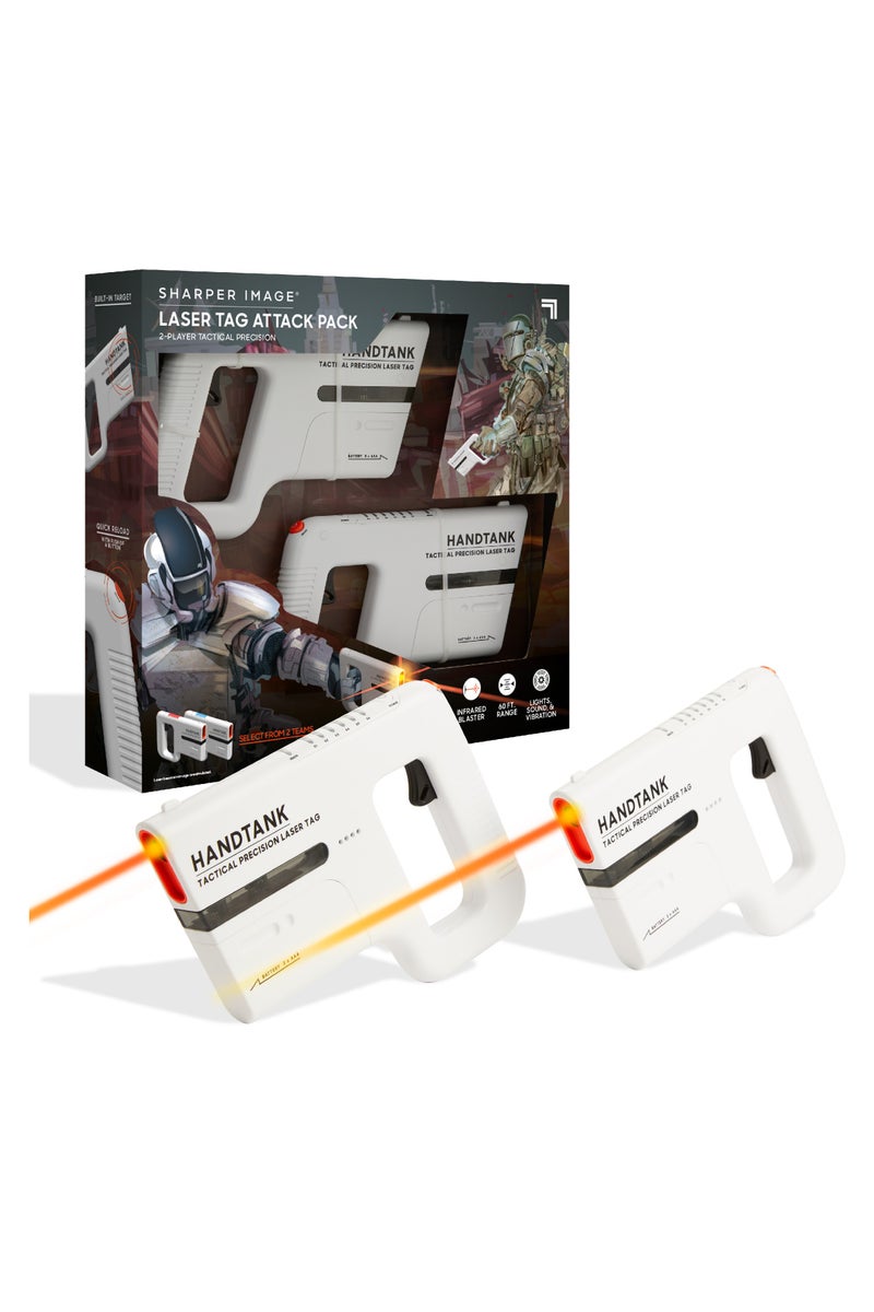 Sharper Image® Laser Tag Attack Pack 2-Player Tactical Precision with Compatible With Handtank Laser Tag Sets, Easy Reload with Lights and Sound Effects, 2-pieces, White, Age 8+ - Image 1