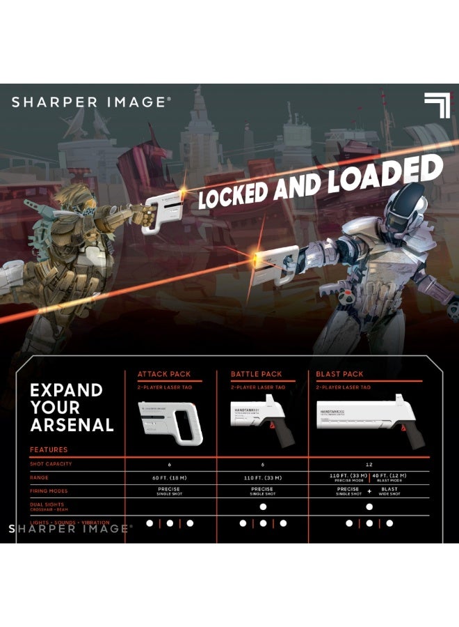 Sharper Image® Laser Tag Attack Pack 2-Player Tactical Precision with Compatible With Handtank Laser Tag Sets, Easy Reload with Lights and Sound Effects, 2-pieces, White, Age 8+ - Image 3