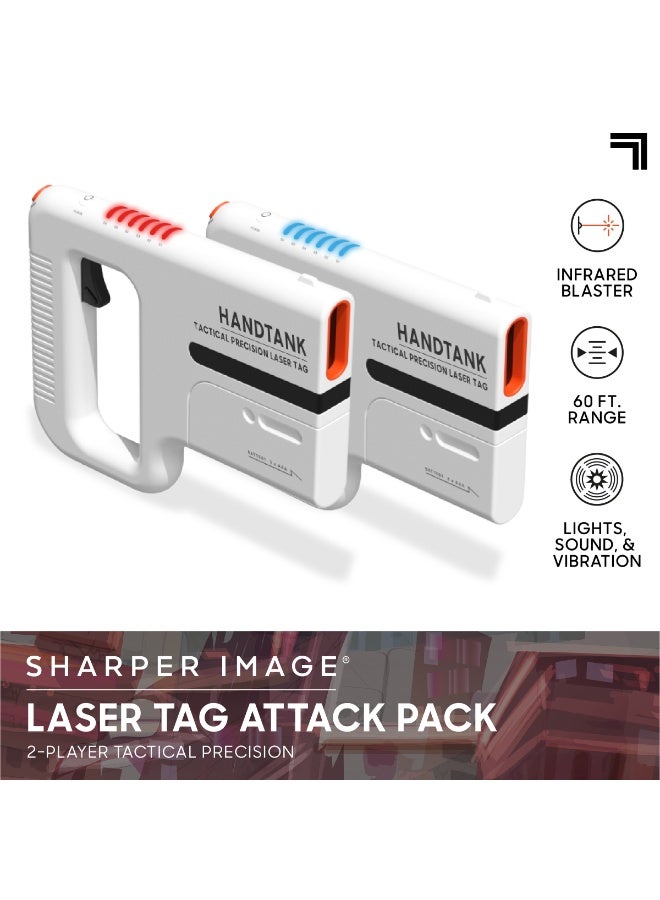 Sharper Image® Laser Tag Attack Pack 2-Player Tactical Precision with Compatible With Handtank Laser Tag Sets, Easy Reload with Lights and Sound Effects, 2-pieces, White, Age 8+ - Image 4